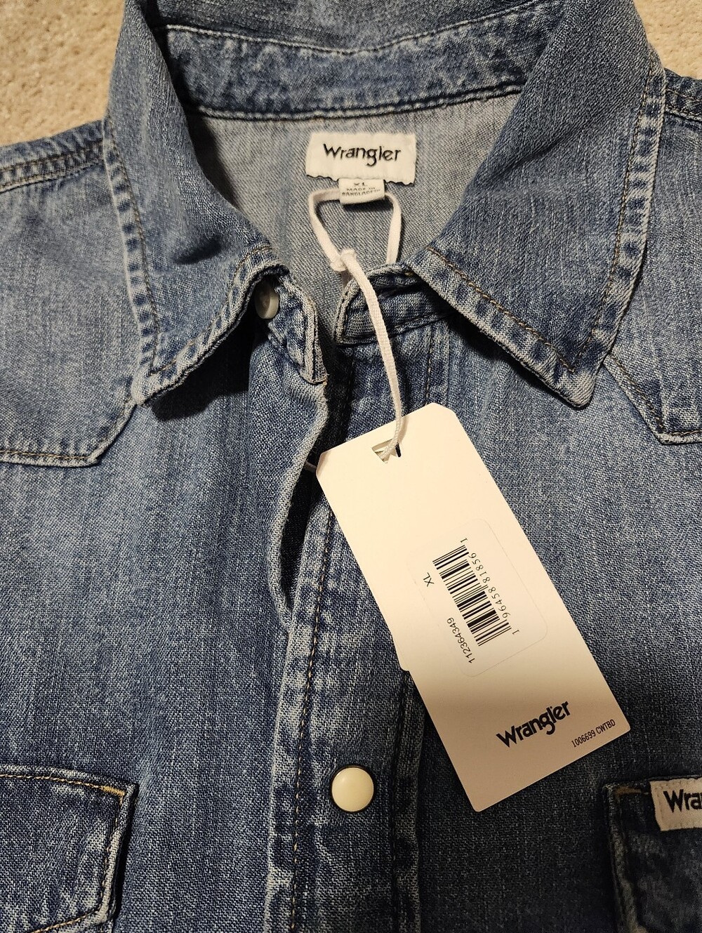 NWT Wrangler Women's Mini Denim Dress Pearl Button 100% Cotton Size XL - Picture 8 of 9